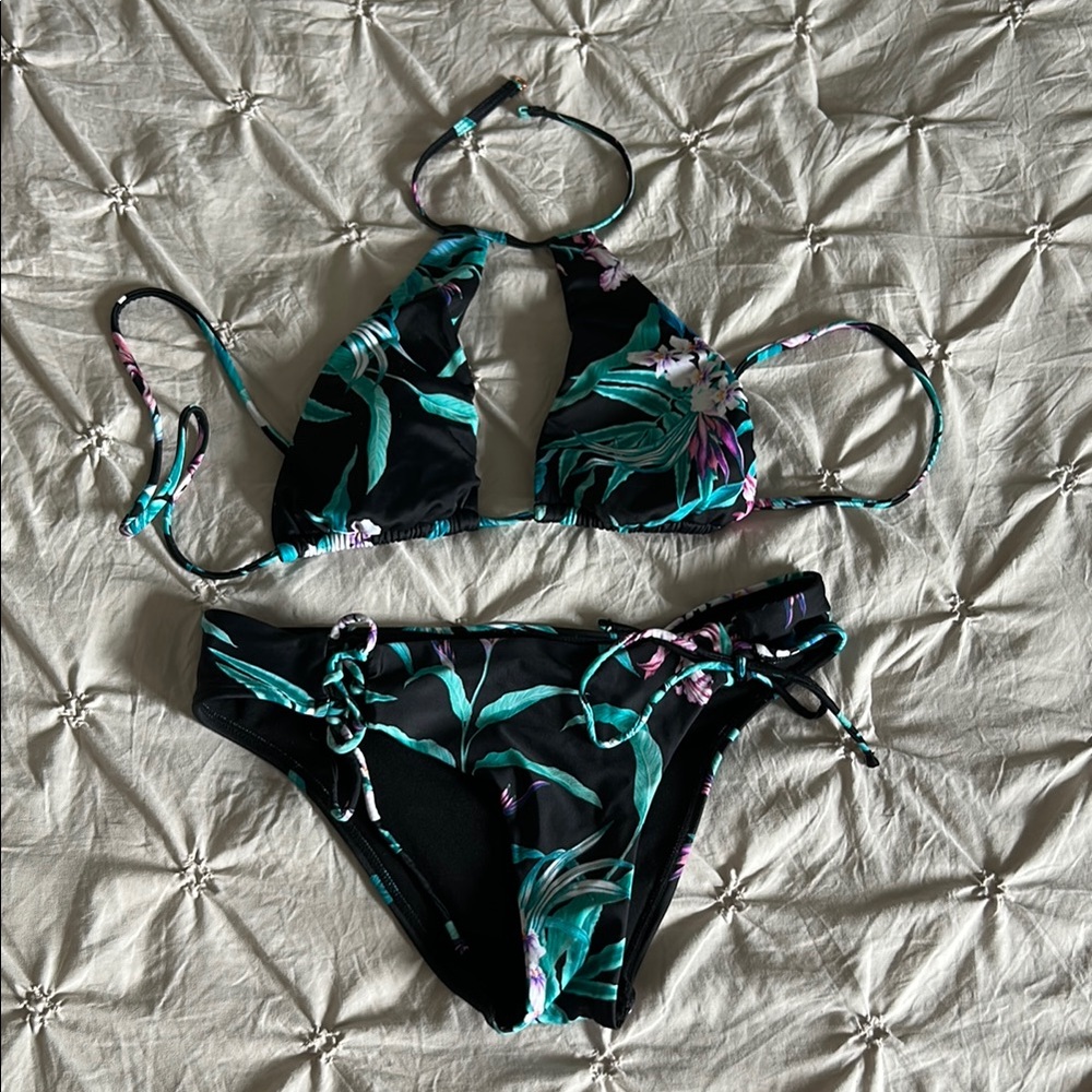 Floral Black Bikini Set